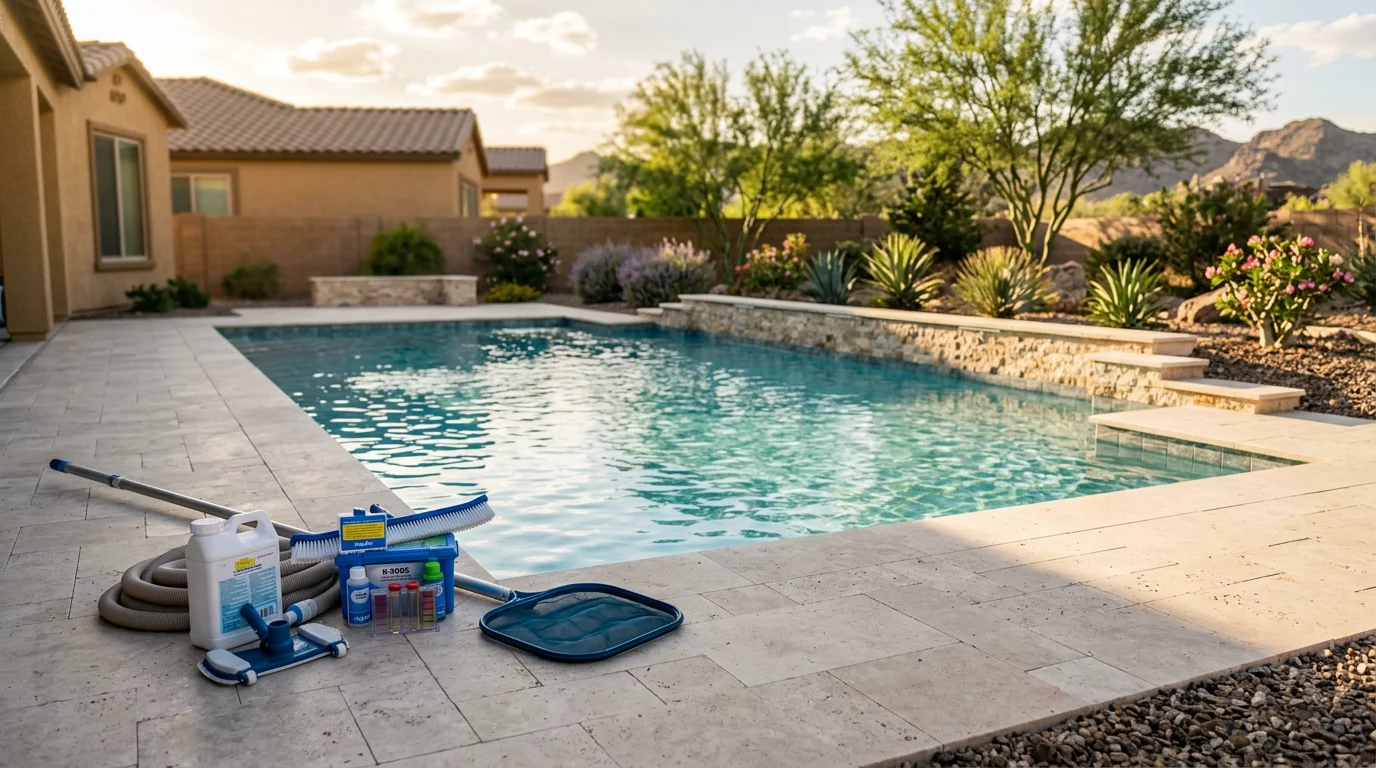 Polished epoxy floor with decorative finish in an outdoor or garage space